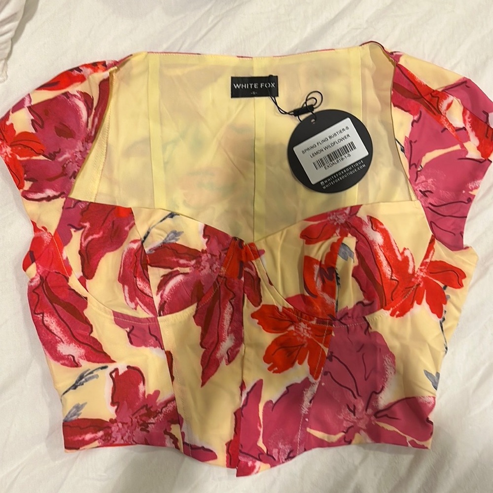 White Fox Boutique Spring Fling Bustier Lemon Wildflower Top // BRAND NEW W TAGS
